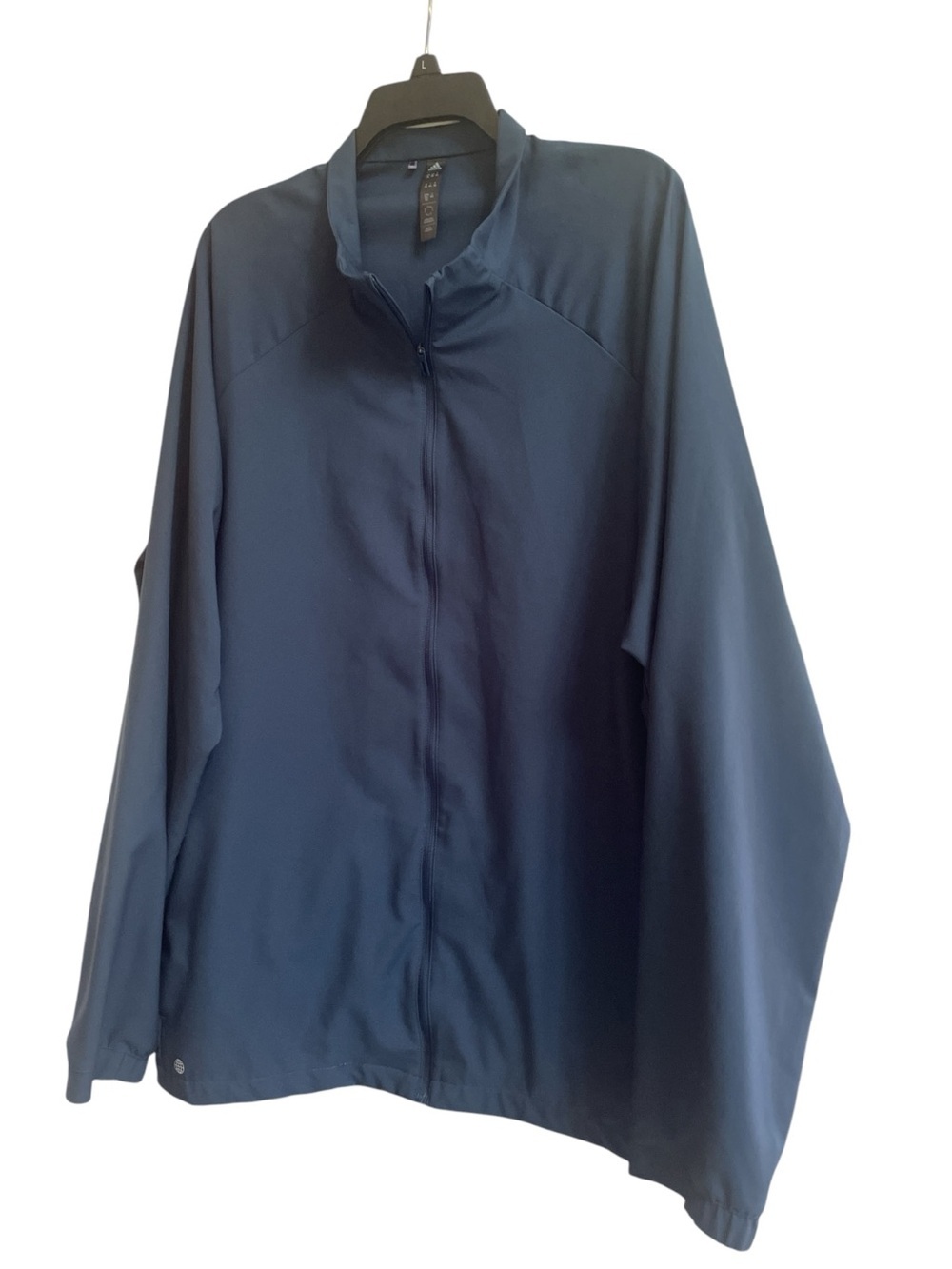 adidas Men's Blue Full Zip Mock Neck Jacket Size 2XL Workwear Track Windbreaker